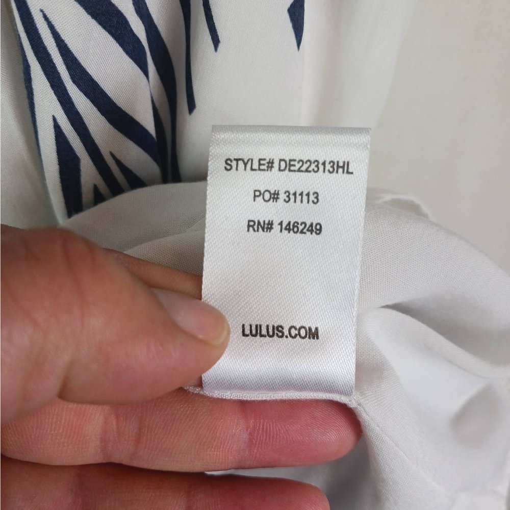 Lulus Womens Size Small Maxi Dress White Blue Sign Of The Times Flowy Beachy - Picture 15 of 16